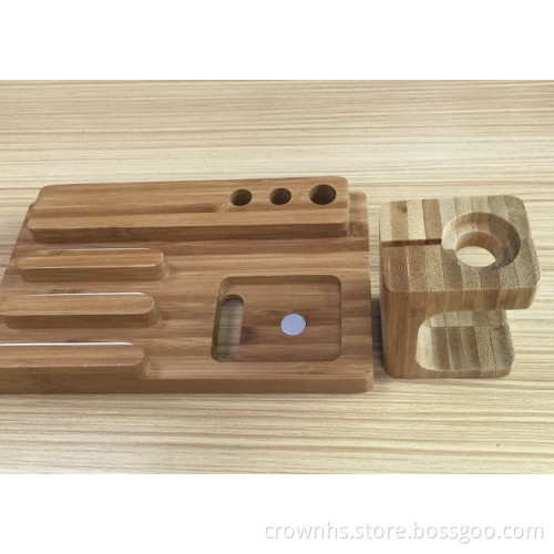 Real Bamboo wood Desktop Stand for iPad Tablet Bracket Docking Holder Charger for iPhone Charging Dock for Apple Watch